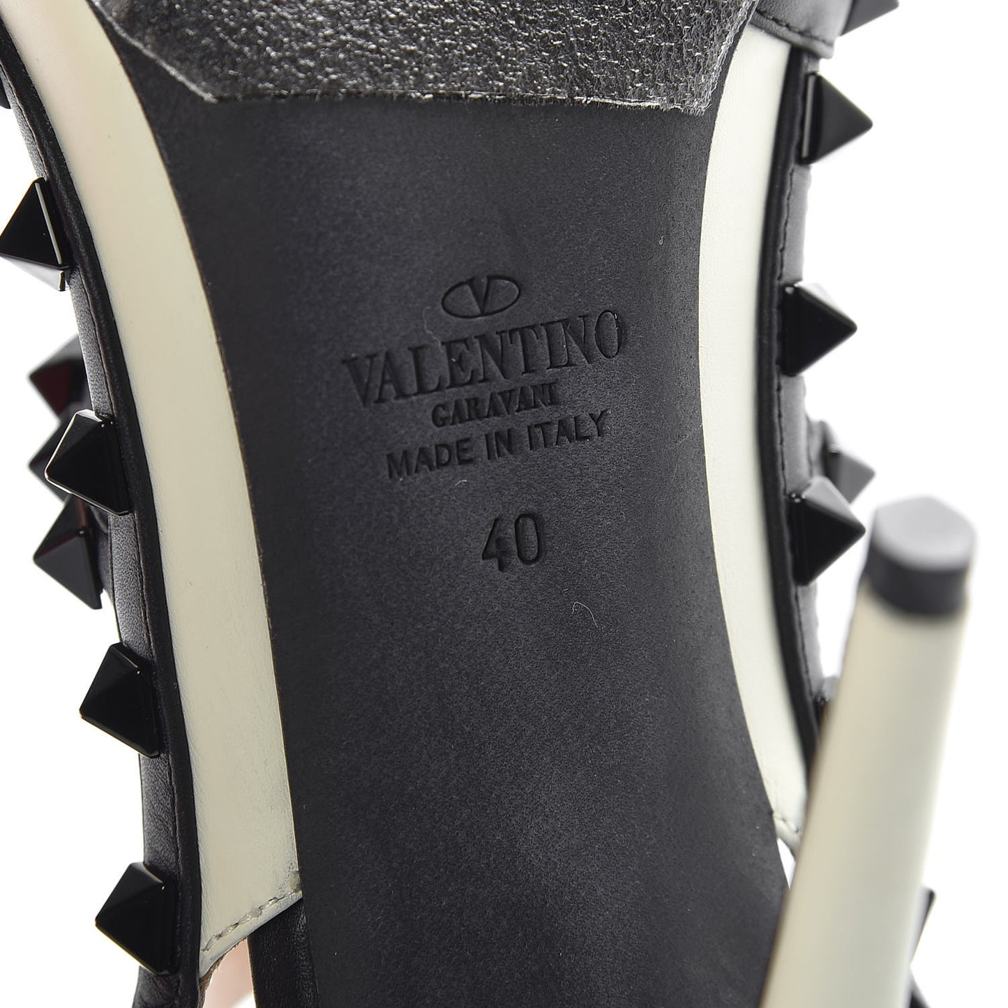 Nappa Rockstud Ankle Strap 100mm Pumps 40 Light Ivory Black
