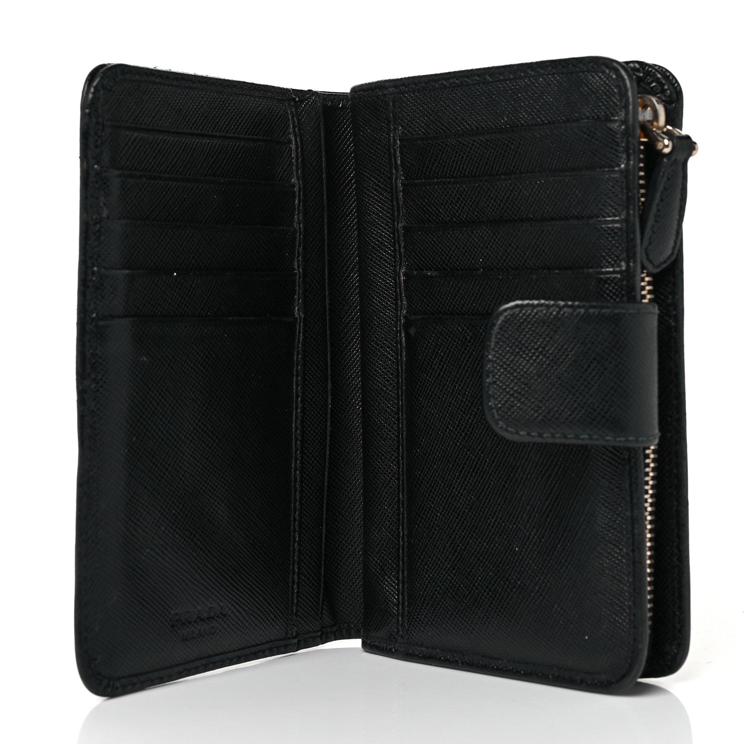Prada Saffiano Metal Compact Wallet Black 5 of 9