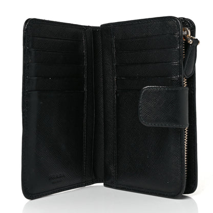Prada Saffiano Metal Compact Wallet Black 5 of 9