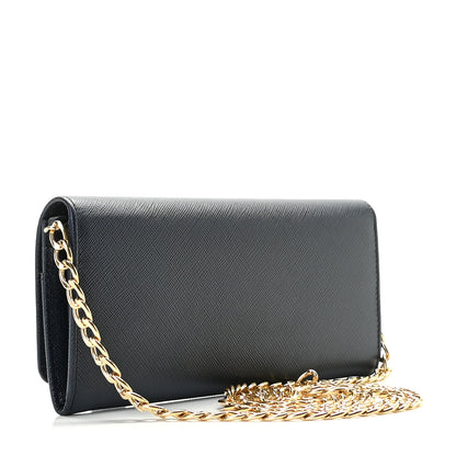 Prada Saffiano Lux Chain Wallet Baltico 2 of 7