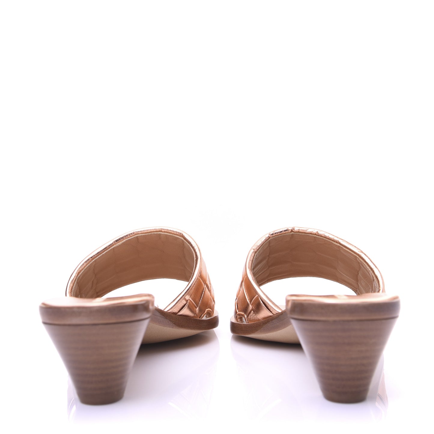 Metallic Nappa Intrecciato Heeled Sandals 37.5 Rose Gold