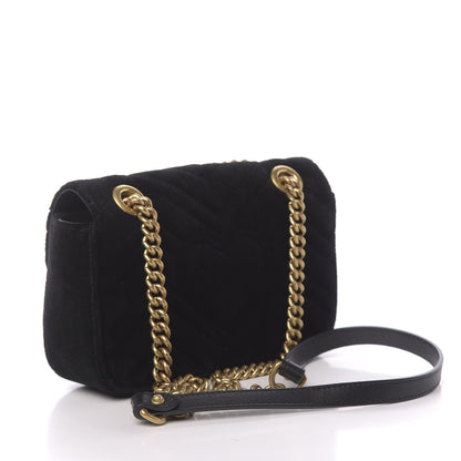 Gucci Velvet Matelasse Mini GG Marmont Shoulder Bag Black 3 of 9
