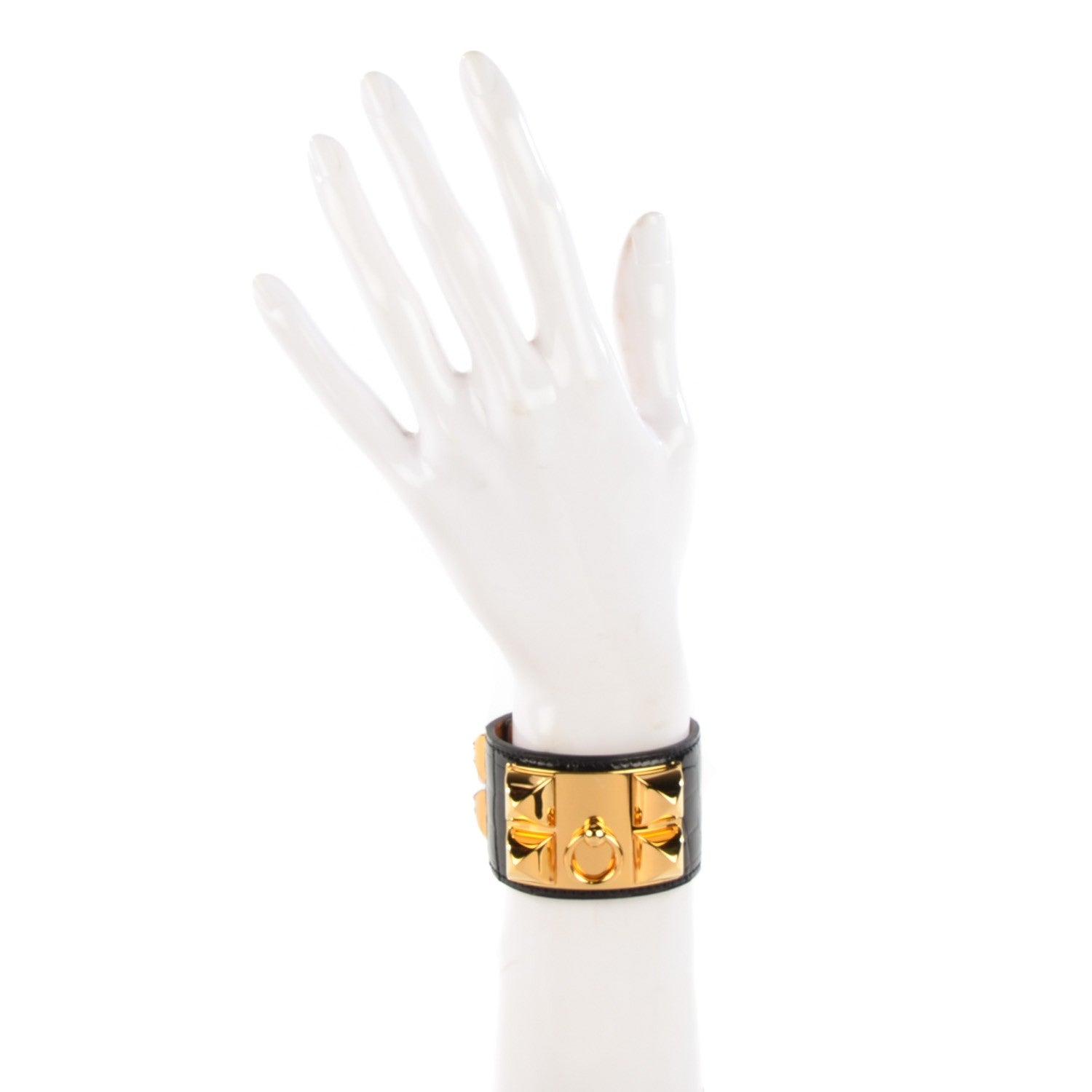 Hermes Shiny Alligator Collier De Chien CDC Bracelet S Black 2 of 7