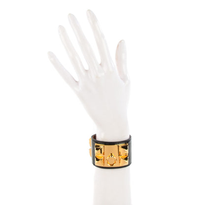 Hermes Shiny Alligator Collier De Chien CDC Bracelet S Black 2 of 7