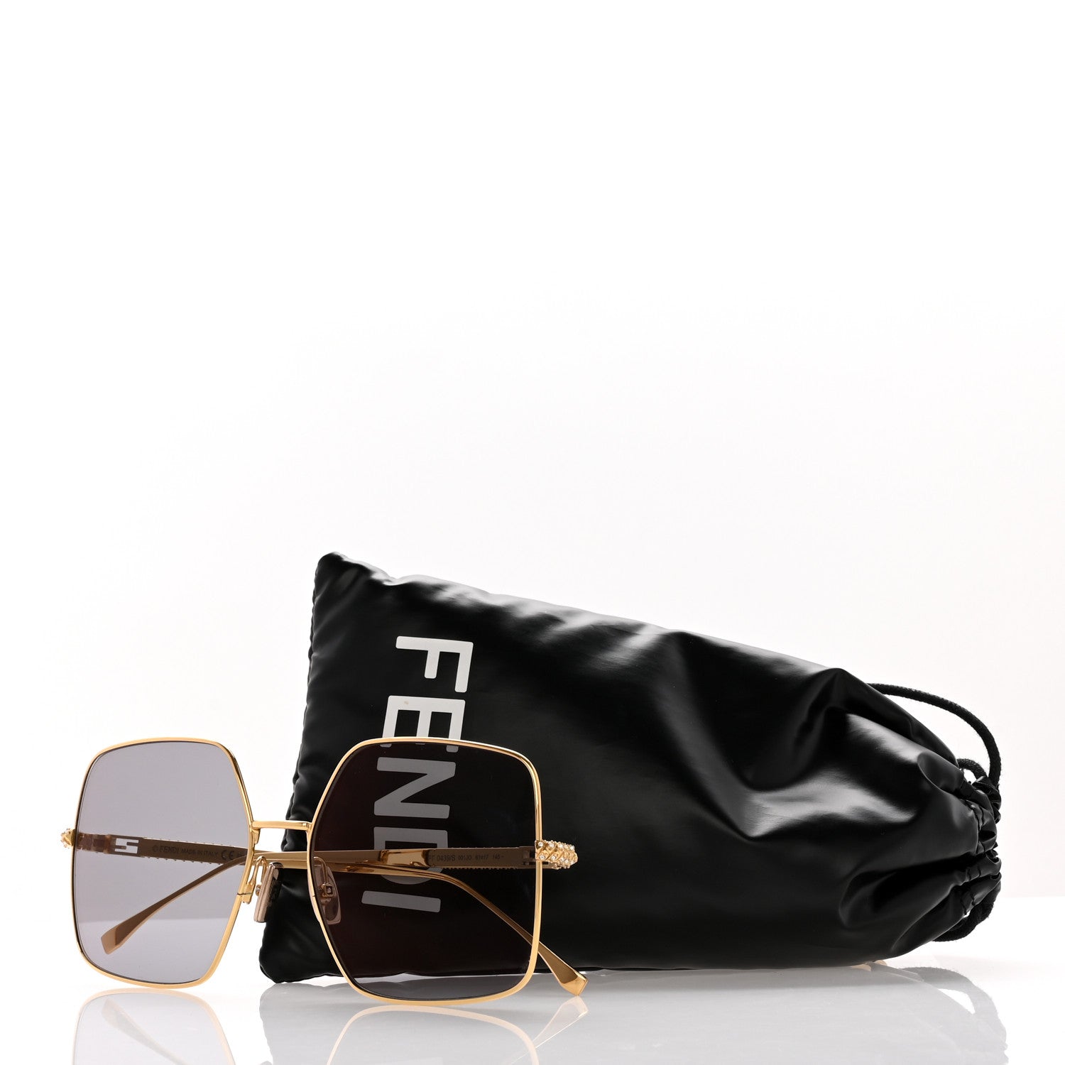 Fendi Metal Crystal Square Sunglasses FF 0439/S Gold 7 of 7