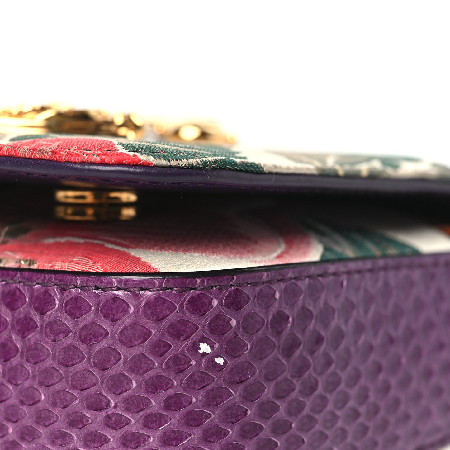 Patchwork Snakeskin Brocade DG Girls Chain Shoulder Bag Multicolor