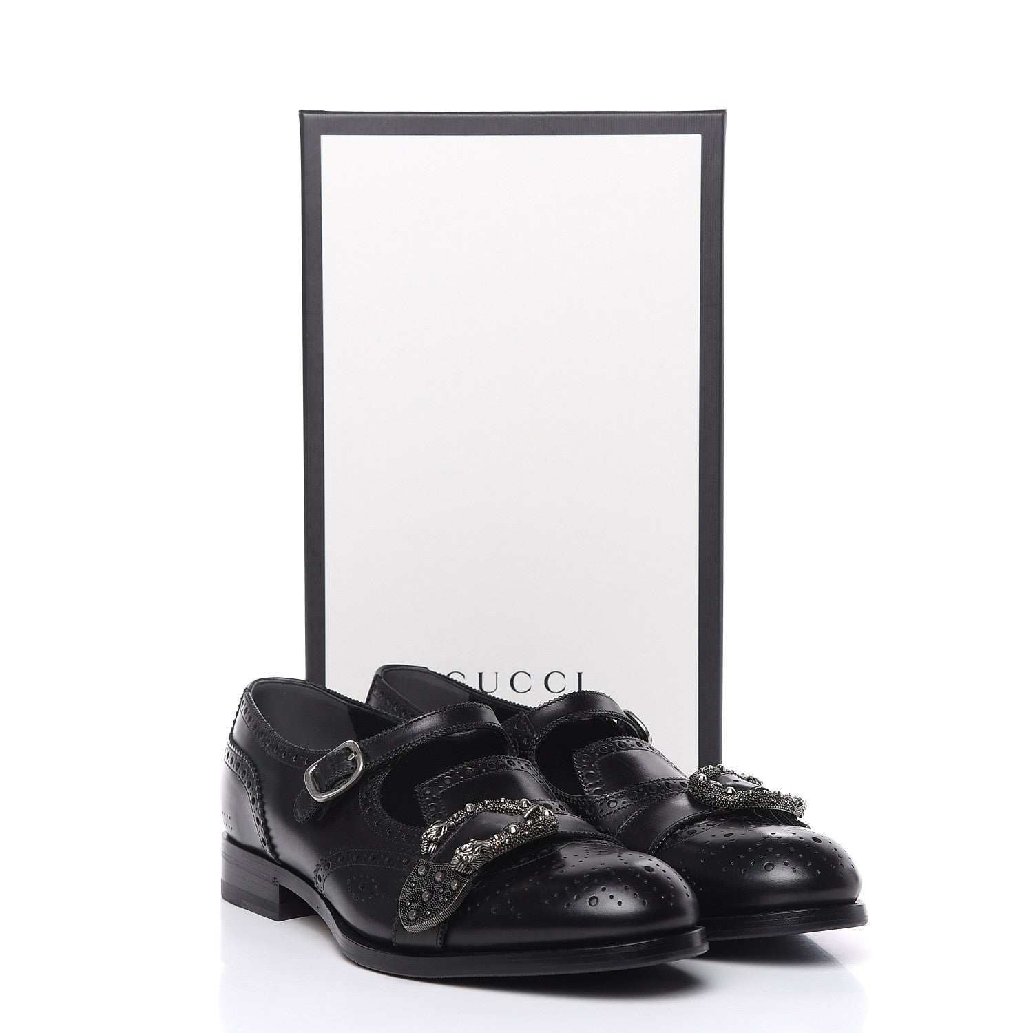 Gucci Calfskin Bee Embroidered Mens Queercore Brogue Wingtip Monk Strap Loafers 10.5 Black 14 of 14