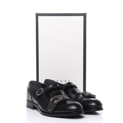 Gucci Calfskin Bee Embroidered Mens Queercore Brogue Wingtip Monk Strap Loafers 10.5 Black 14 of 14