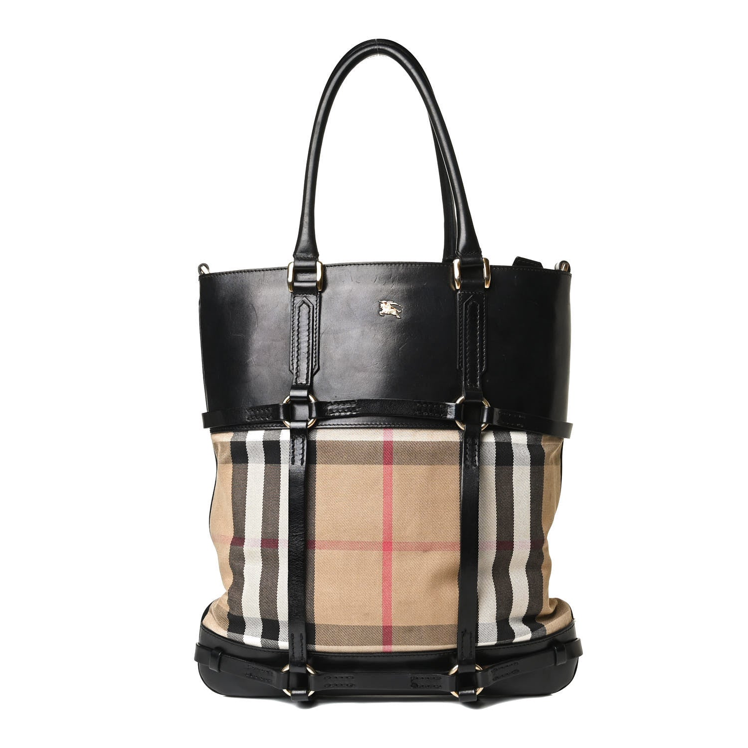 Burberry House Check Bridle Calfskin Tote Black 1 of 24