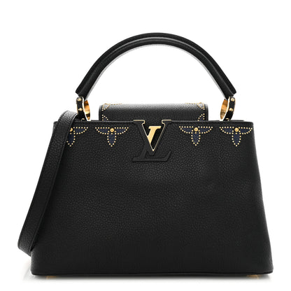 Louis Vuitton Taurillon Flower Capucines PM Black Blue 1 of 13