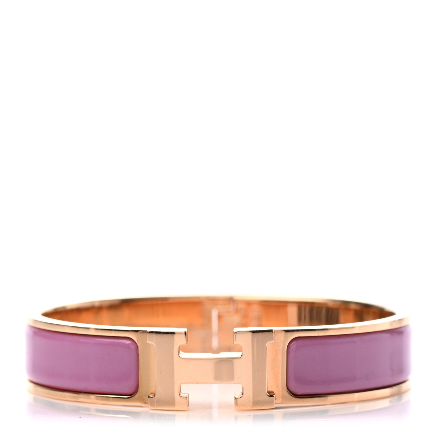 Hermes Enamel Narrow Clic Clac H Bracelet PM Rose Cendre 1 of 3