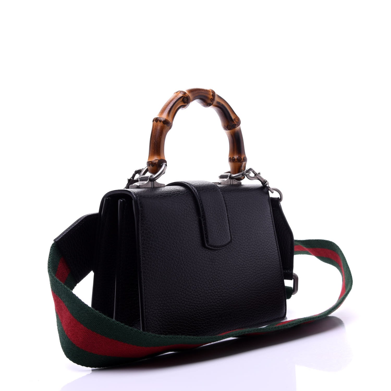 Gucci Dollar Calfskin Crystal Web Mini Dionysus Bamboo Top Handle Bag Black Black Diamond 4 of 11