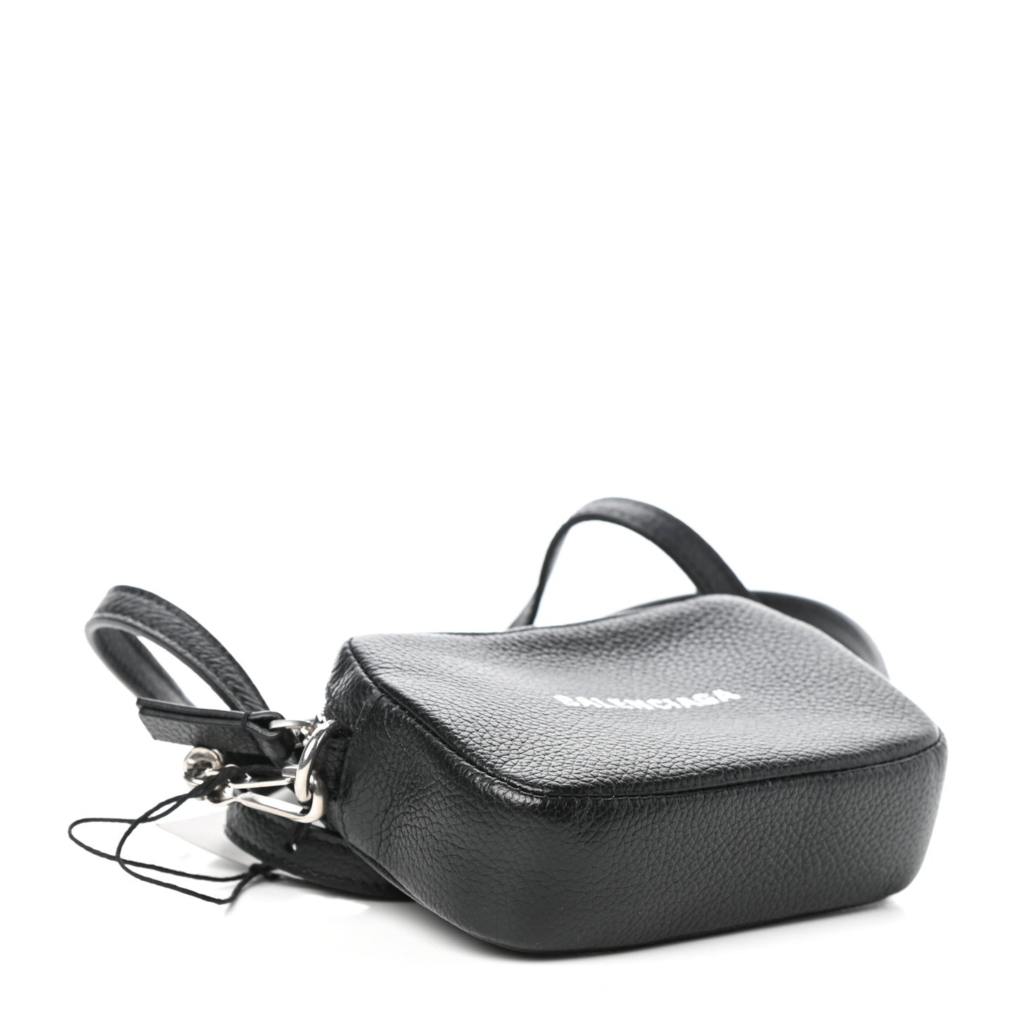 Grained Calfskin Logo Mini Cash Crossbody Pouch Black White