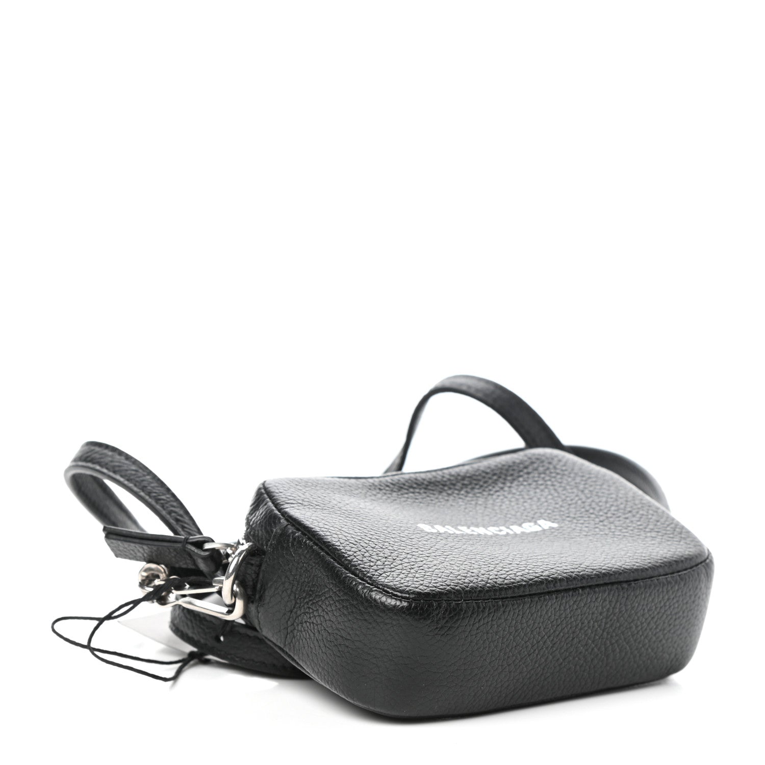Balenciaga Grained Calfskin Logo Mini Cash Crossbody Pouch Black White 4 of 9