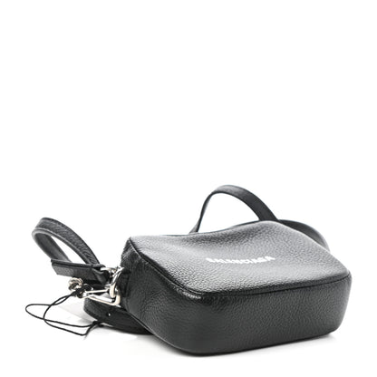 Balenciaga Grained Calfskin Logo Mini Cash Crossbody Pouch Black White 4 of 9