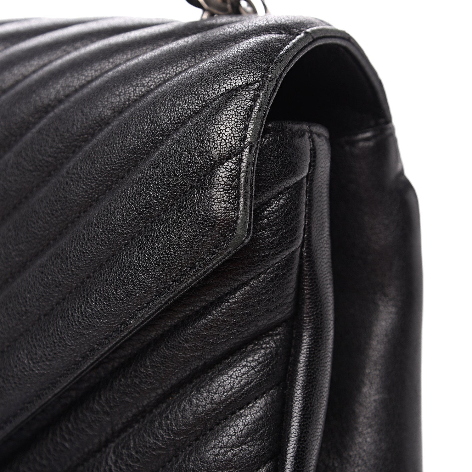 Saint Laurent Sheepskin Matelasse Chevron Monogram Large College Satchel Black 11 of 14