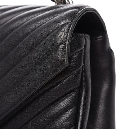 Saint Laurent Sheepskin Matelasse Chevron Monogram Large College Satchel Black 11 of 14