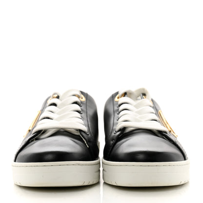 Prada Vitello Soft Metal Triangle Logo Womens Edge Low Top 30mm Sneakers 39 Black White 3 of 8
