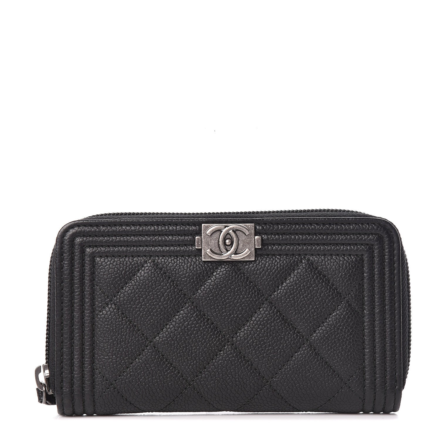 Chanel Caviar Quilted Small Boy Zip Around Wallet Black 1 of 10