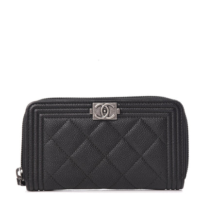 Chanel Caviar Quilted Small Boy Zip Around Wallet Black 1 of 10