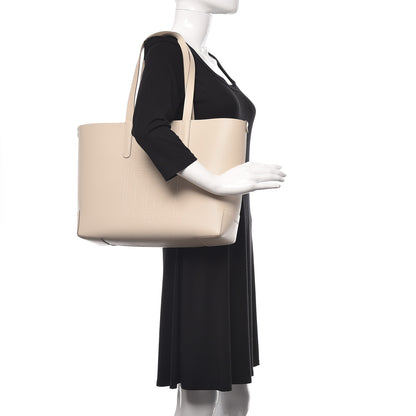 Burberry Calfskin Embossed Monogram Motif Medium Tote Limestone 2 of 9