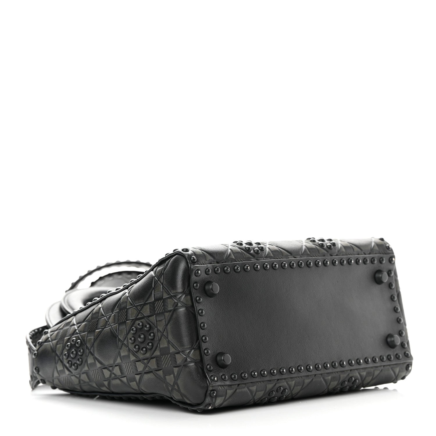 Christian Dior Calfskin Cannage Embossed Studded Medium Supple Lady Dior Black 4 of 16