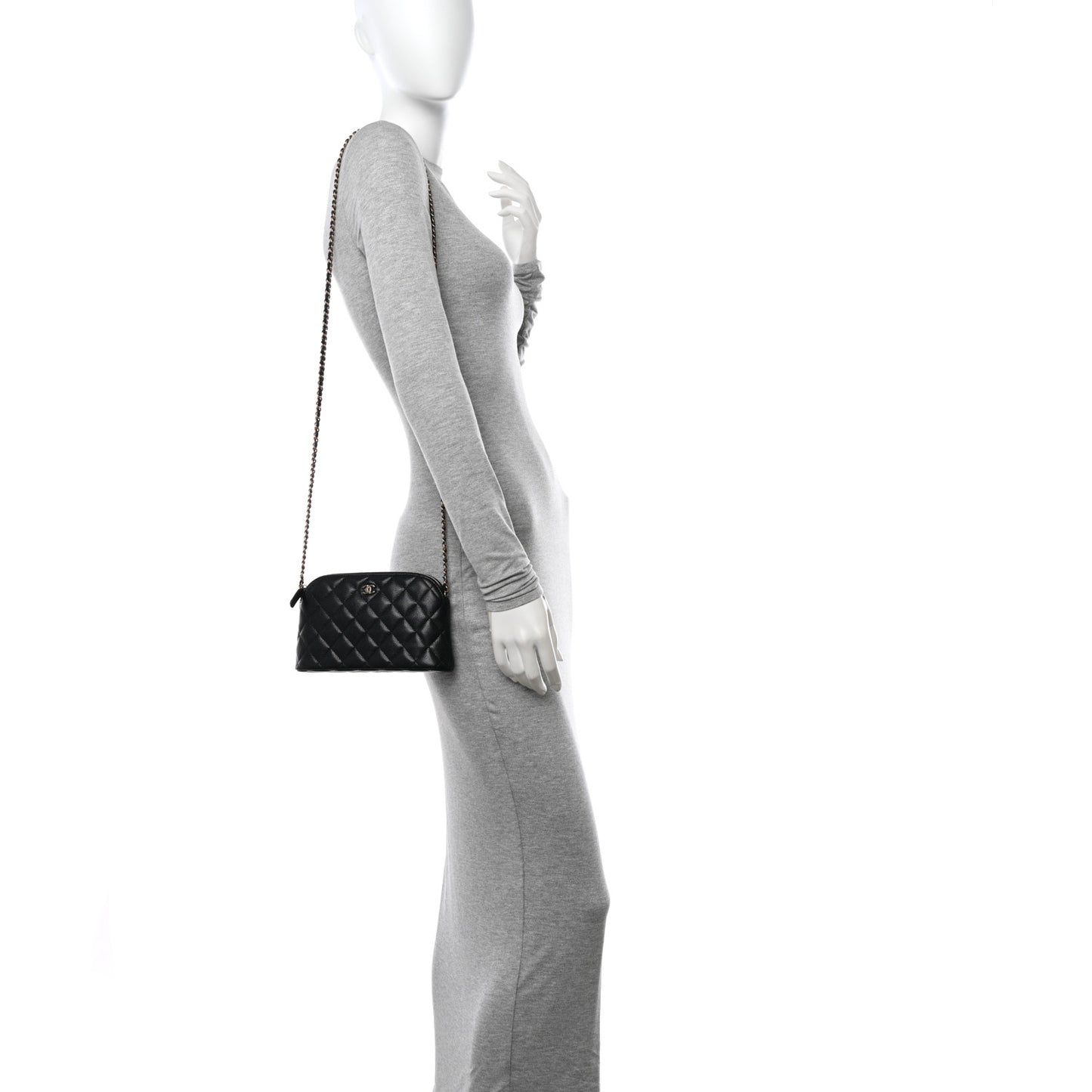 Caviar Quilted Classic Clutch with Chain Black