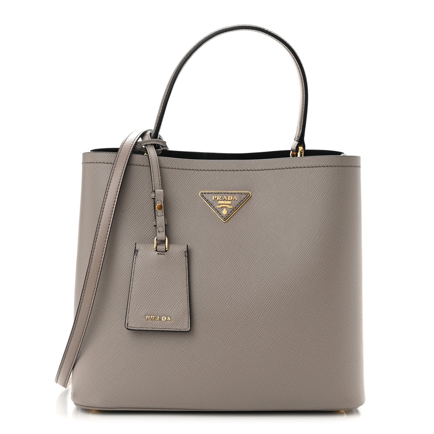 Saffiano Cuir Medium Panier Bucket Bag Argilla Black