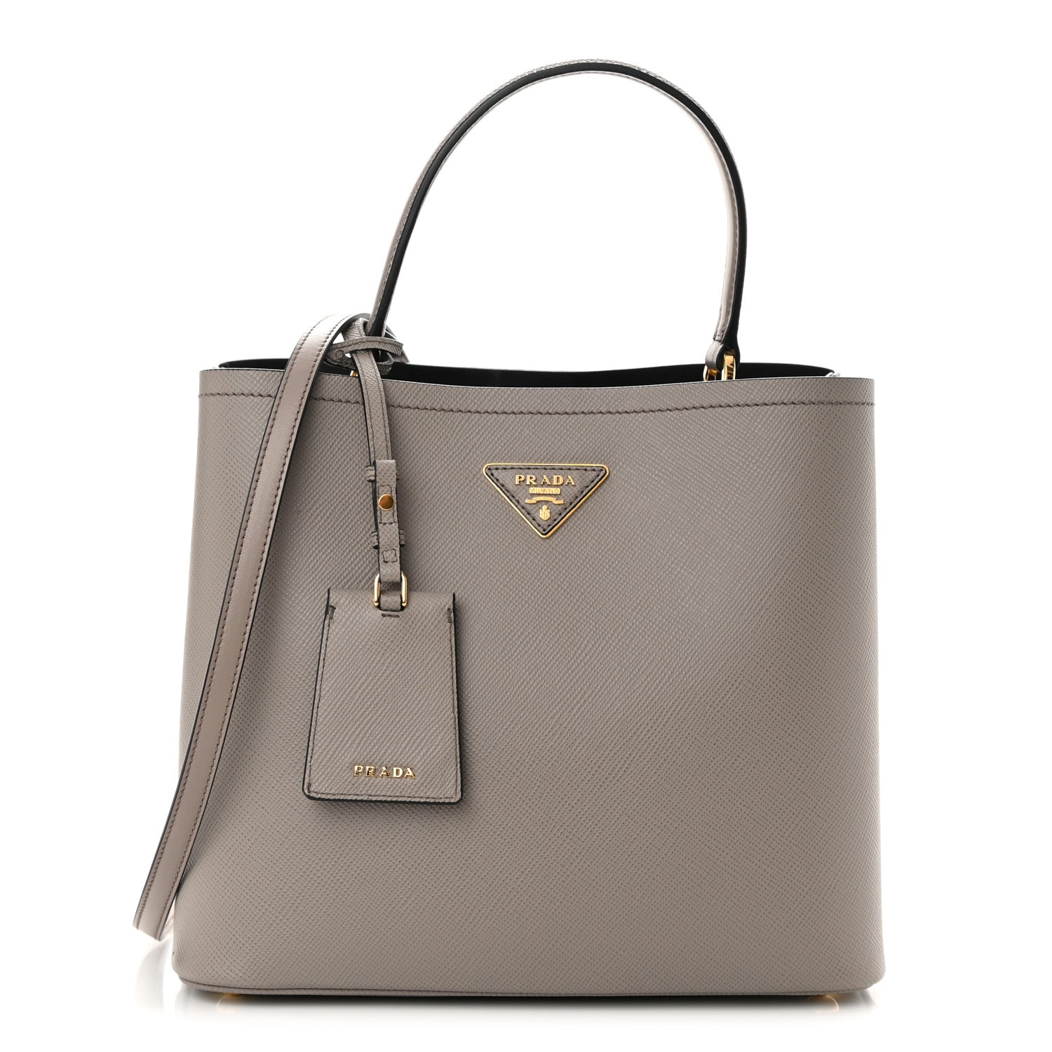 Prada Saffiano Cuir Medium Panier Bucket Bag Argilla Black 1 of 12