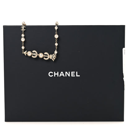 Chanel Pearl Crystal CC Coco Necklace Gold 6 of 6