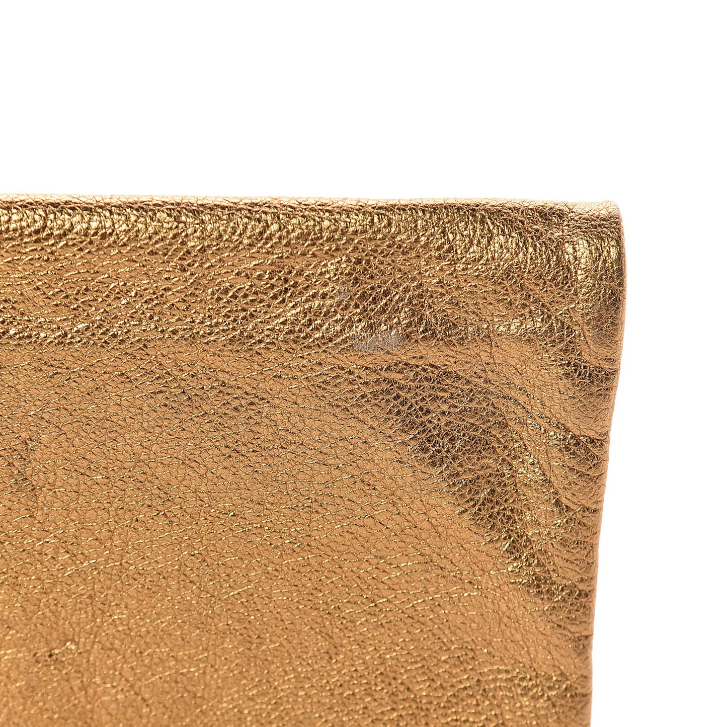 Metallic Calfskin Flap Clutch Gold