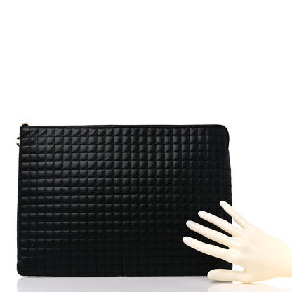 Celine Calfskin Quilted C Charm Pouch Black 3 of 10