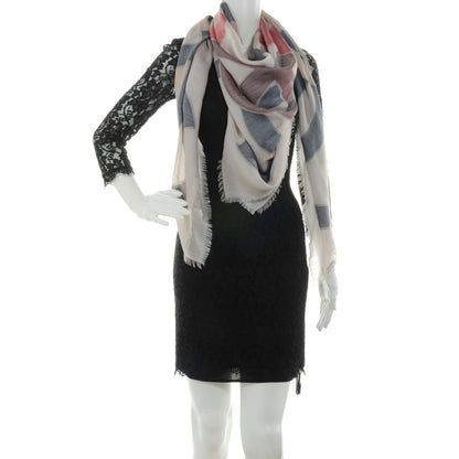 Chanel Cashmere Wool Silk CC Fringe Scarf Beige Red Navy 2 of 5