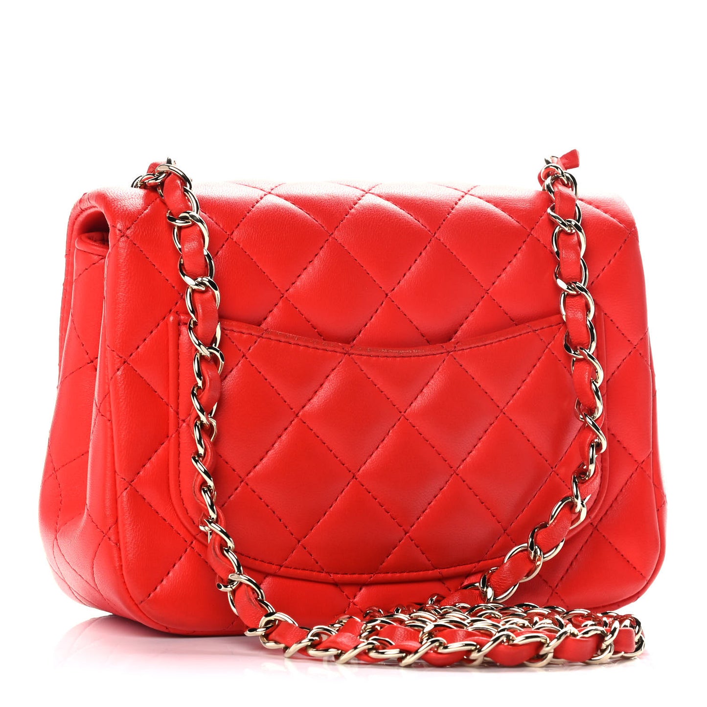 Lambskin Quilted Mini Square Flap Red