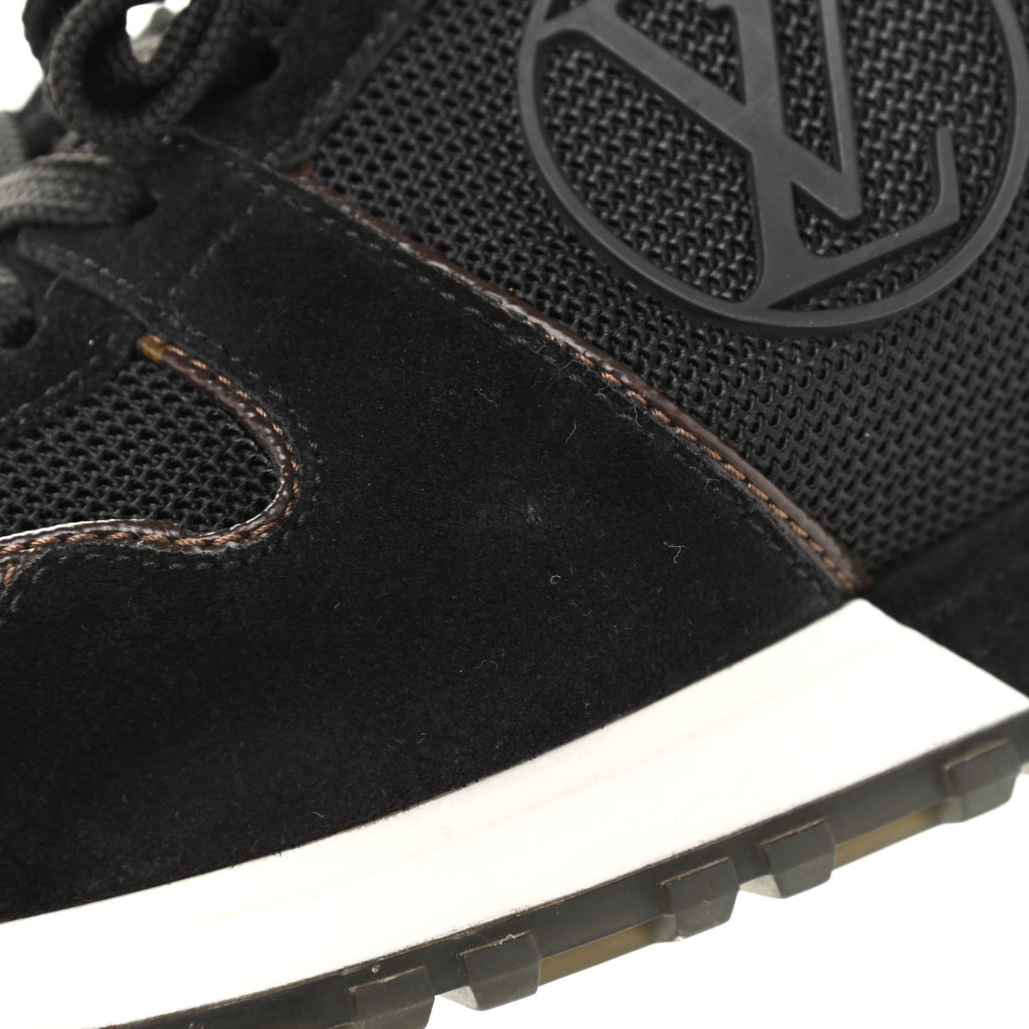Suede Monogram Run Away Sneakers 38.5 Black