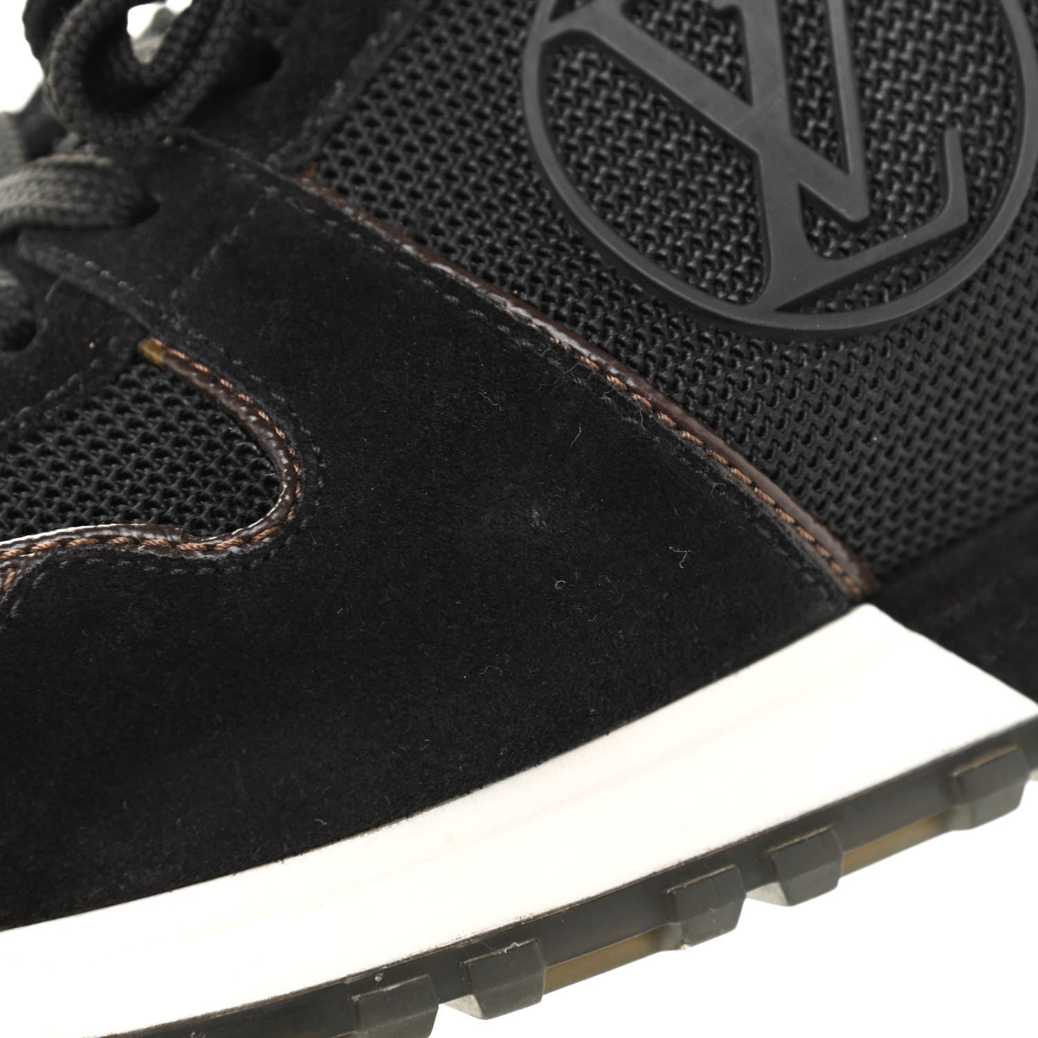 Louis Vuitton Suede Monogram Run Away Sneakers 38.5 Black 9 of 10