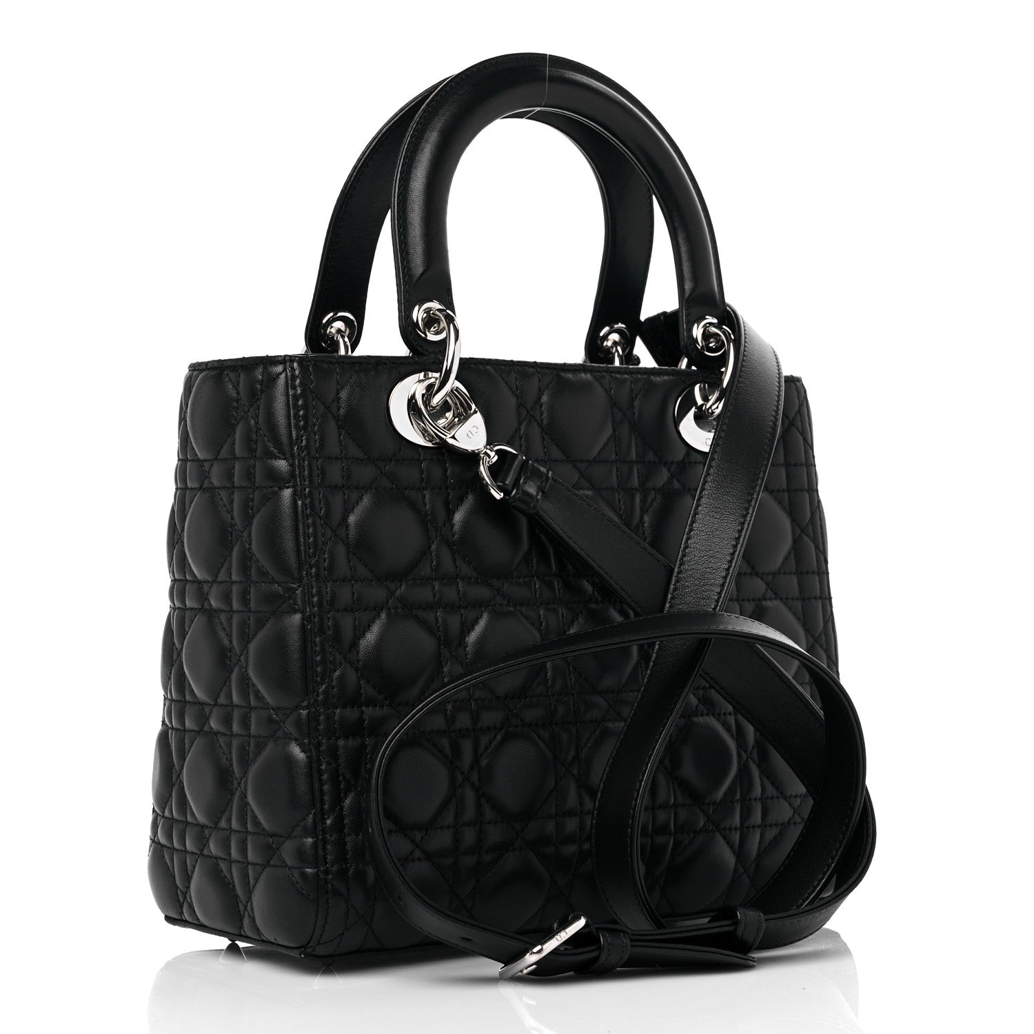 Christian Dior Lambskin Cannage Medium Lady Dior Black 3 of 9
