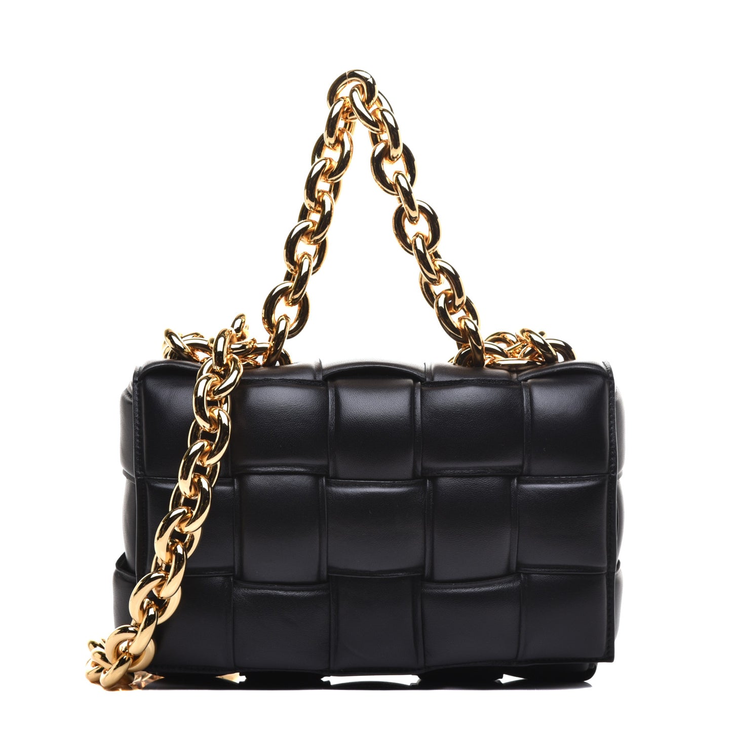 Lambskin Maxi Intreccio Padded Chain Cassette Crossbody Bag Black
