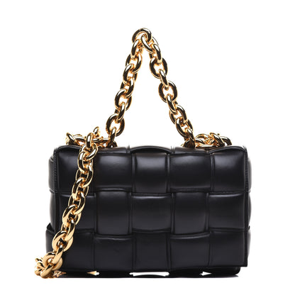Bottega Veneta Lambskin Maxi Intreccio Padded Chain Cassette Crossbody Bag Black 1 of 8
