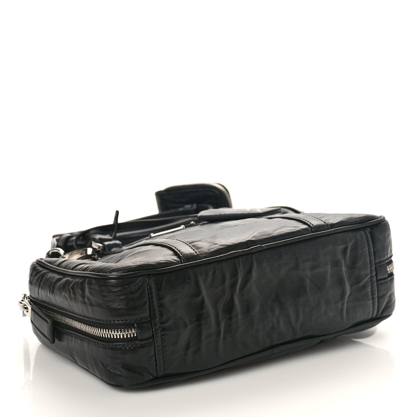 Nappa Antique Medium Re-Edition 2001 Two Handle Bag Black