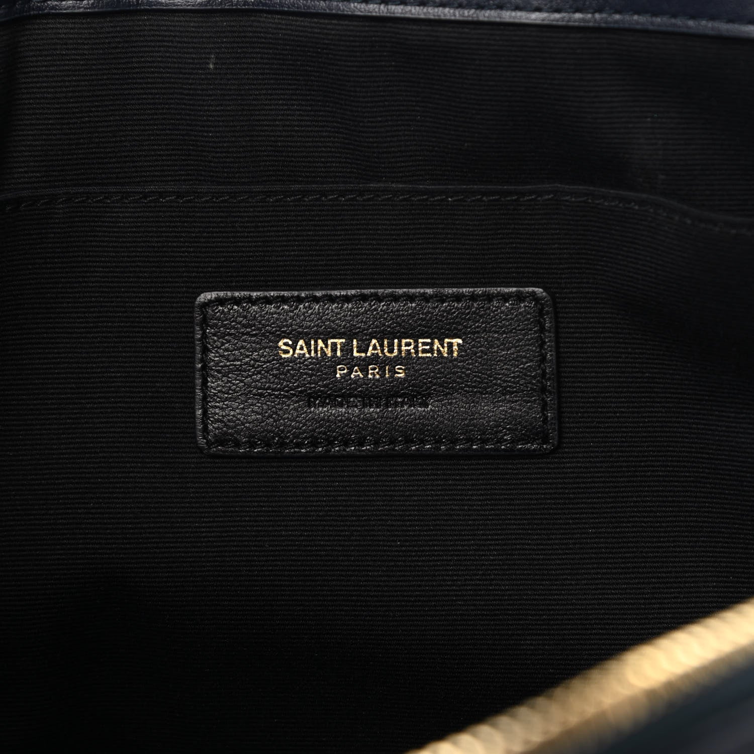 Saint Laurent Calfskin Matelasse Chevron Monogram Document Holder Marine 6 of 9