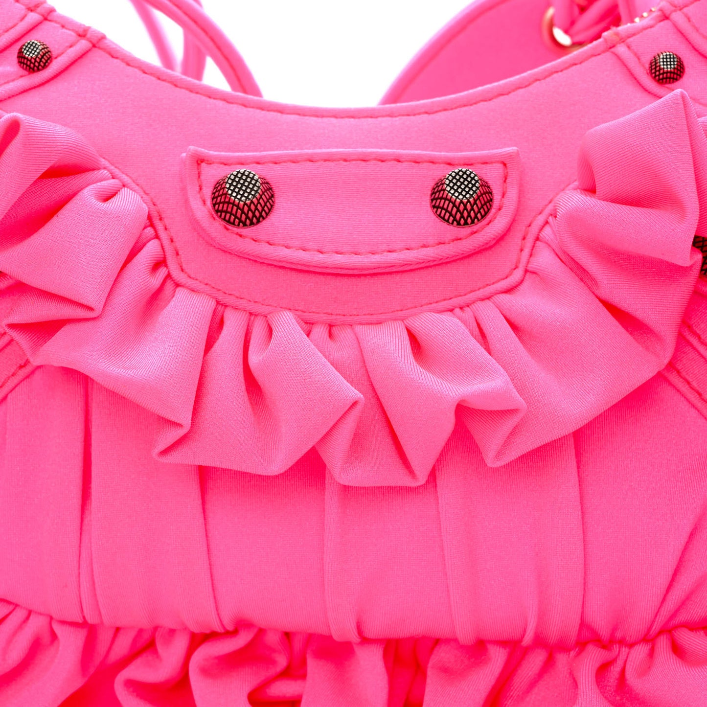 Ruffled Jersey Le Cagole Shoulder Bag XS Fluo Pink