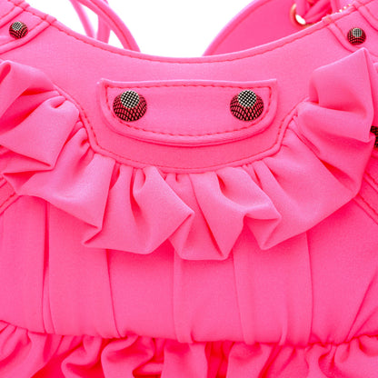 Balenciaga Ruffled Jersey Le Cagole Shoulder Bag XS Fluo Pink 8 of 10