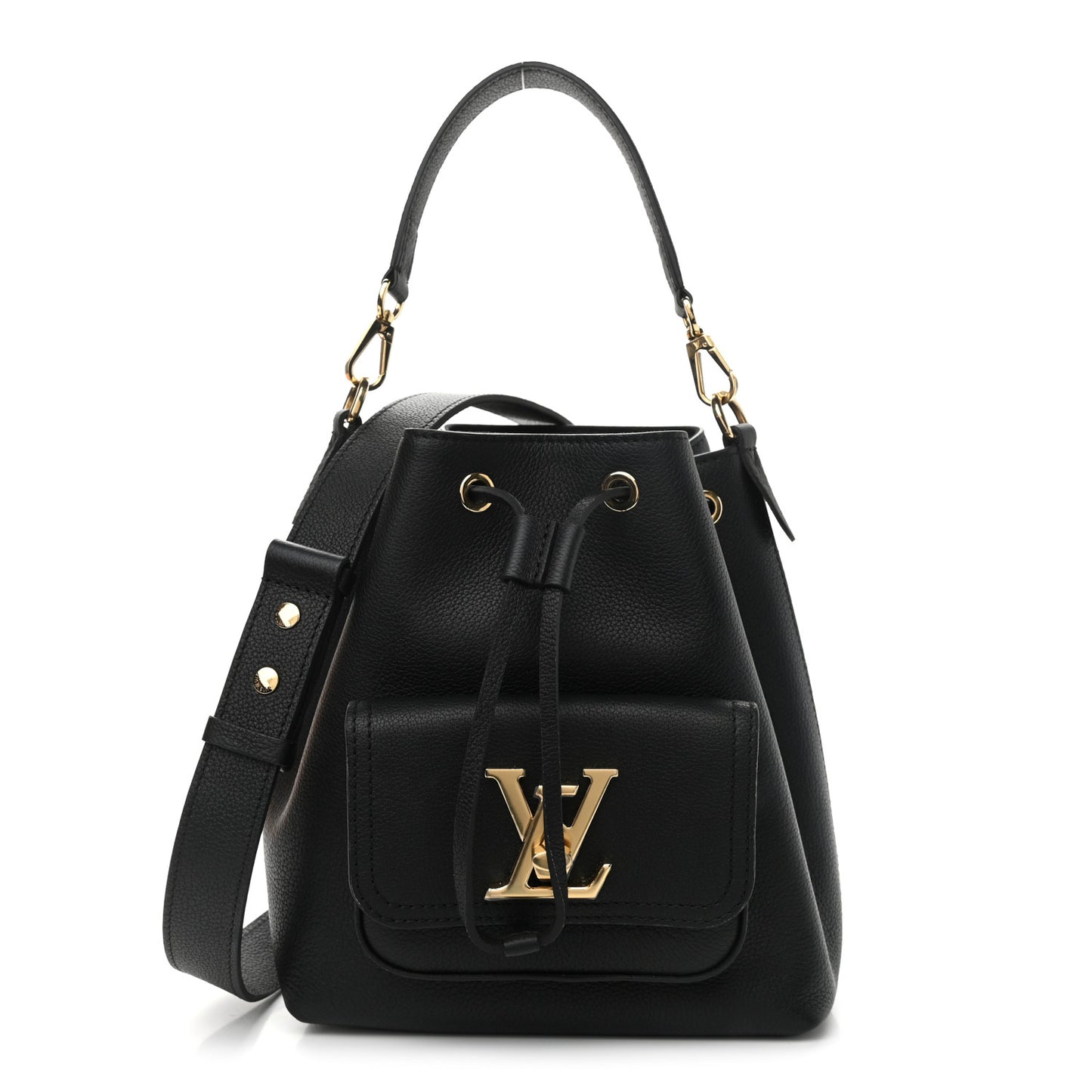 Calfskin Lockme Bucket MM Black