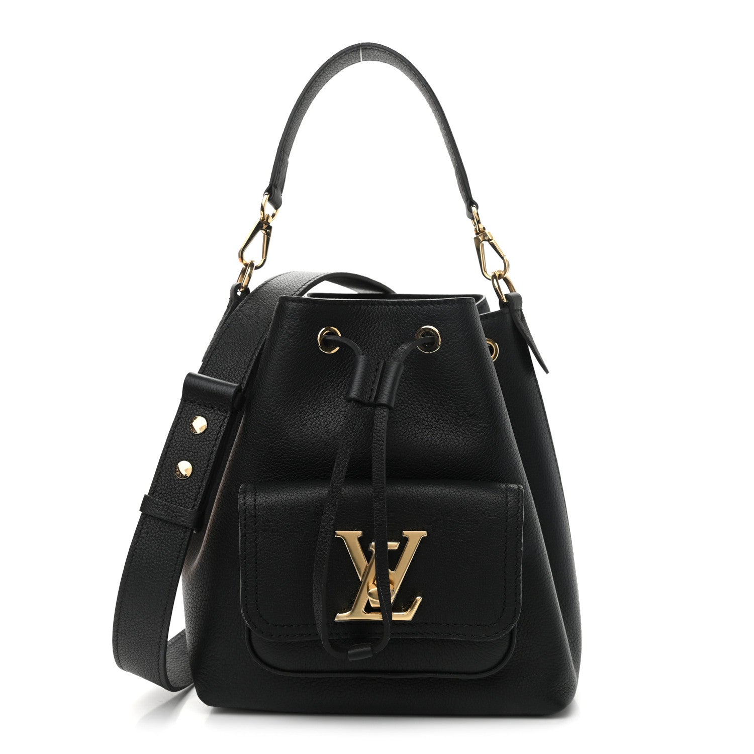 Louis Vuitton Calfskin Lockme Bucket MM Black 1 of 12