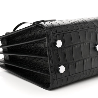 Saint Laurent Calfskin Crocodile Embossed Nano Sac De Jour Black 8 of 9