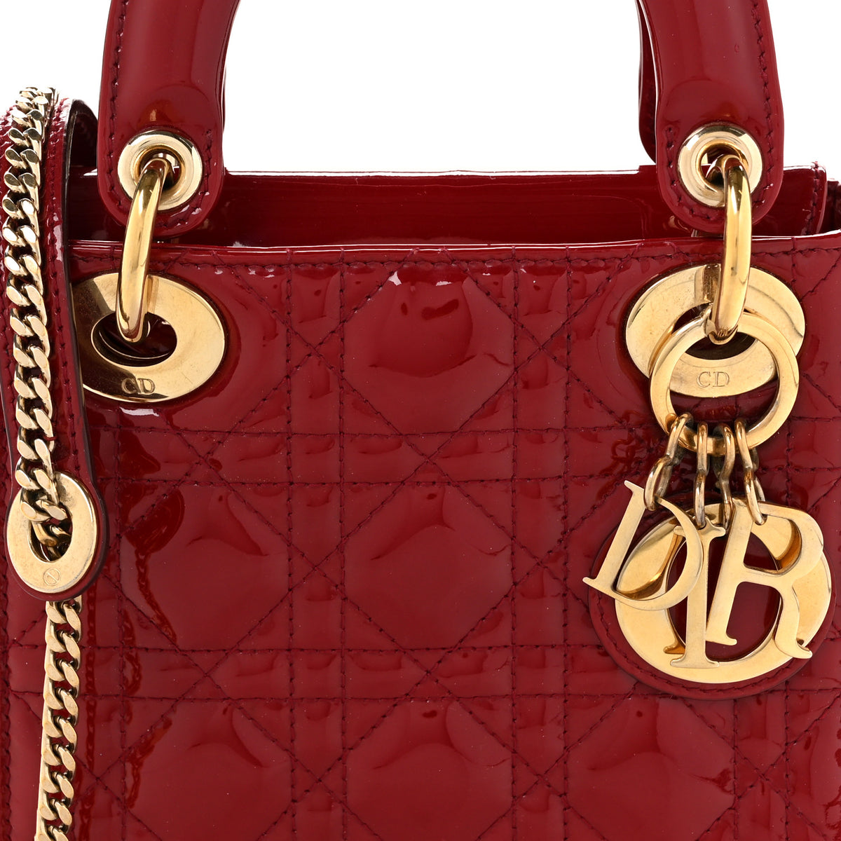 Christian Dior Patent Cannage Mini Lady Dior Red 8 of 10