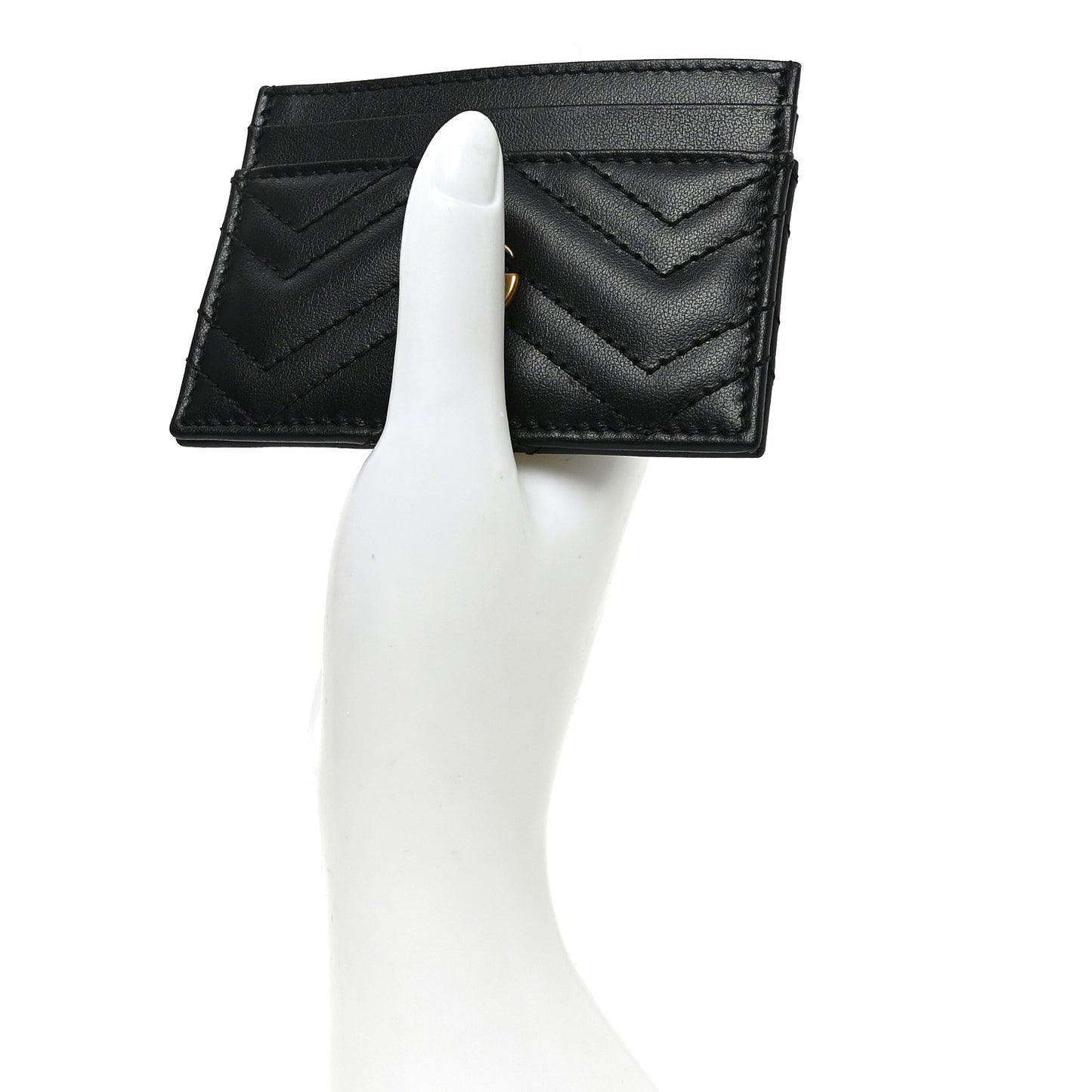 Calfskin Matelasse GG Marmont Card Holder Black