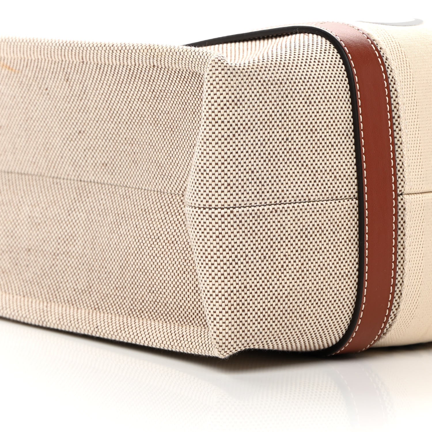 Chloe Cotton Calfskin Medium Woody Ribbon Tote White Brown 9 of 10