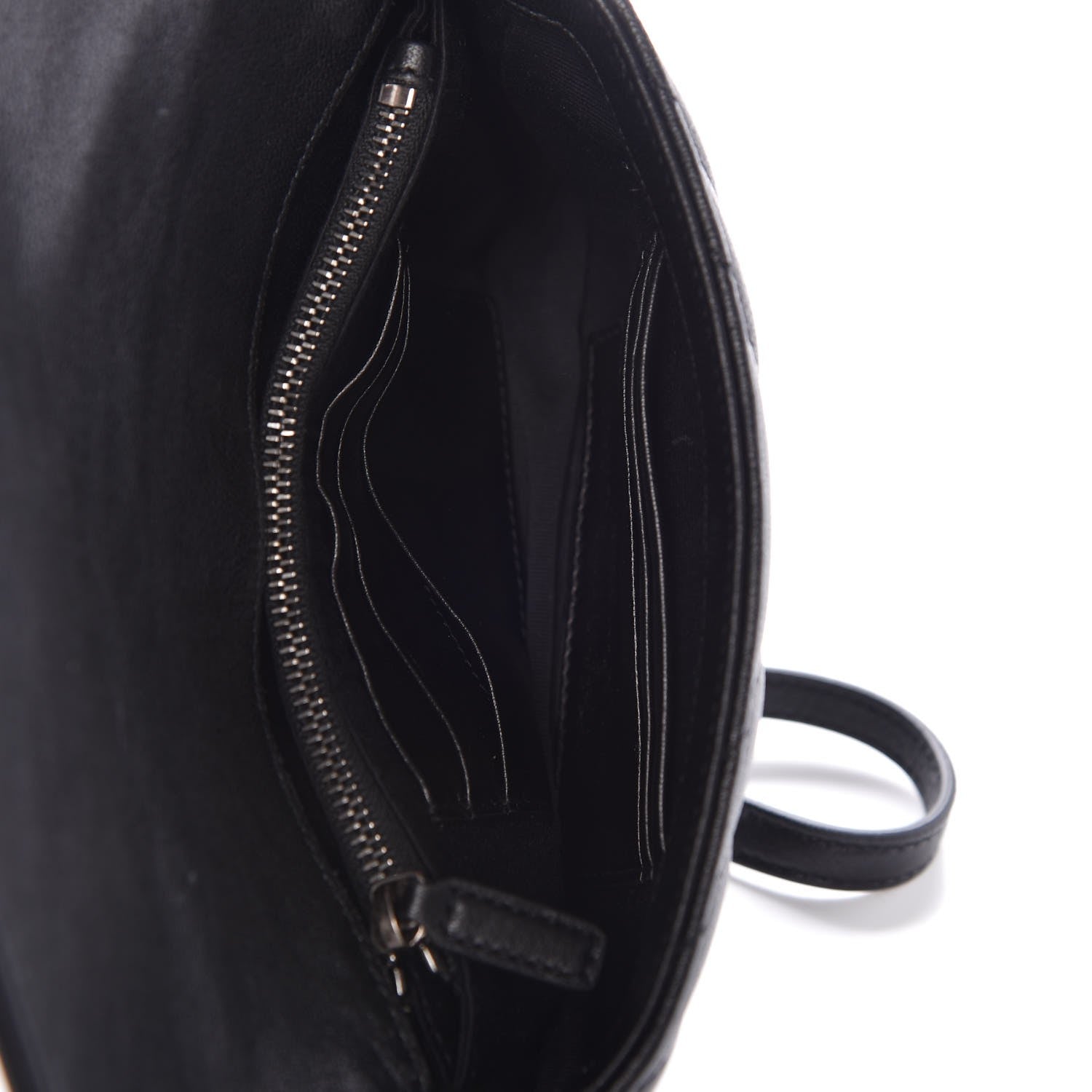 Saint Laurent Sheepskin Matelasse Chevron Monogram College Chain Wallet Black 6 of 8